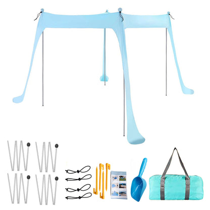 Family Beach Canopy – Large UPF50+ Sunshade Tent with Stability Poles for Beach, Camping, Parties & Picnics
