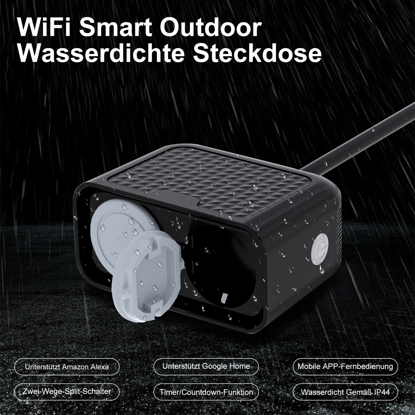 EU WiFi Smart Outdoor Power Socket — Waterproof IP44, Remote Control, Alexa & Google Assistant Compatible