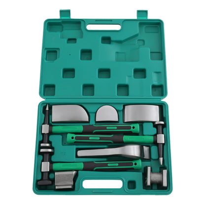 9PCS Car Dent Repair Tool Kit – 45# Steel Hammer & Lining Irons Set for Auto Body Repair, Motorcycle & Sheet Metal Fixing