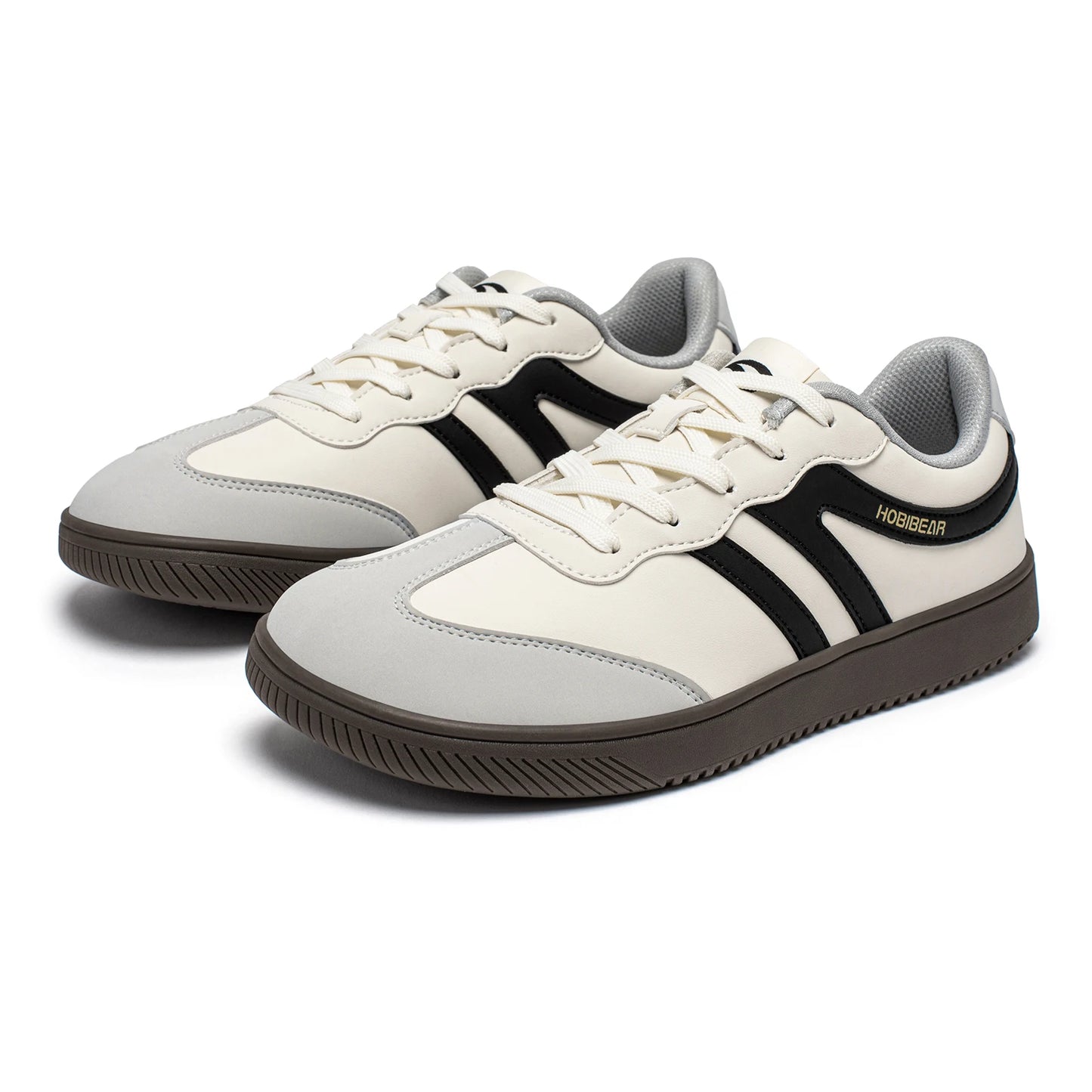 HOBIBEAR Unisex Wide Toe Sneakers – Retro Casual Lace-Up Leather Shoes for Men & Women