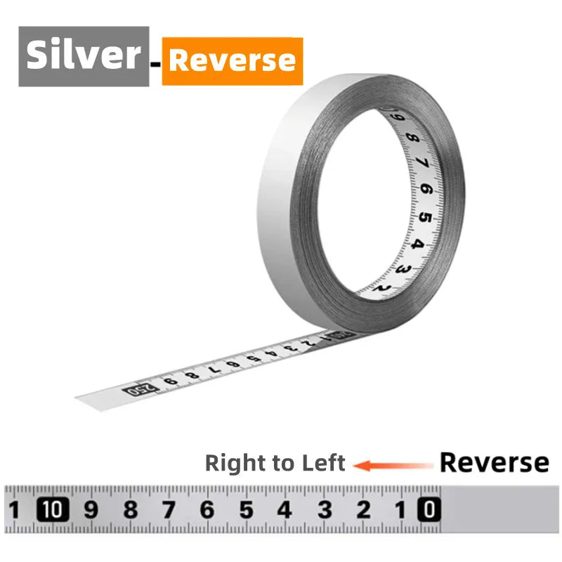 Self-Adhesive Stainless Steel Measuring Tape - Durable Rust-Proof Workbench Ruler with Metric Scale