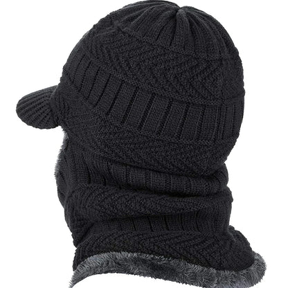 Men's and Women's Winter Skull Beanie Hat - Knitted Wool Cap with Scarf, Balaclava Mask, and Bonnet