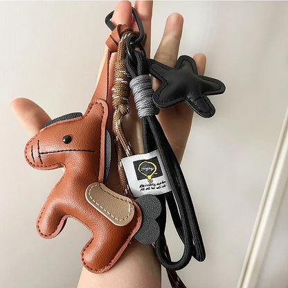Pony Leather Keychain - Personalized Backpack Charm Car Key Holder Bag Pendant Purse Strap Decoration Gift