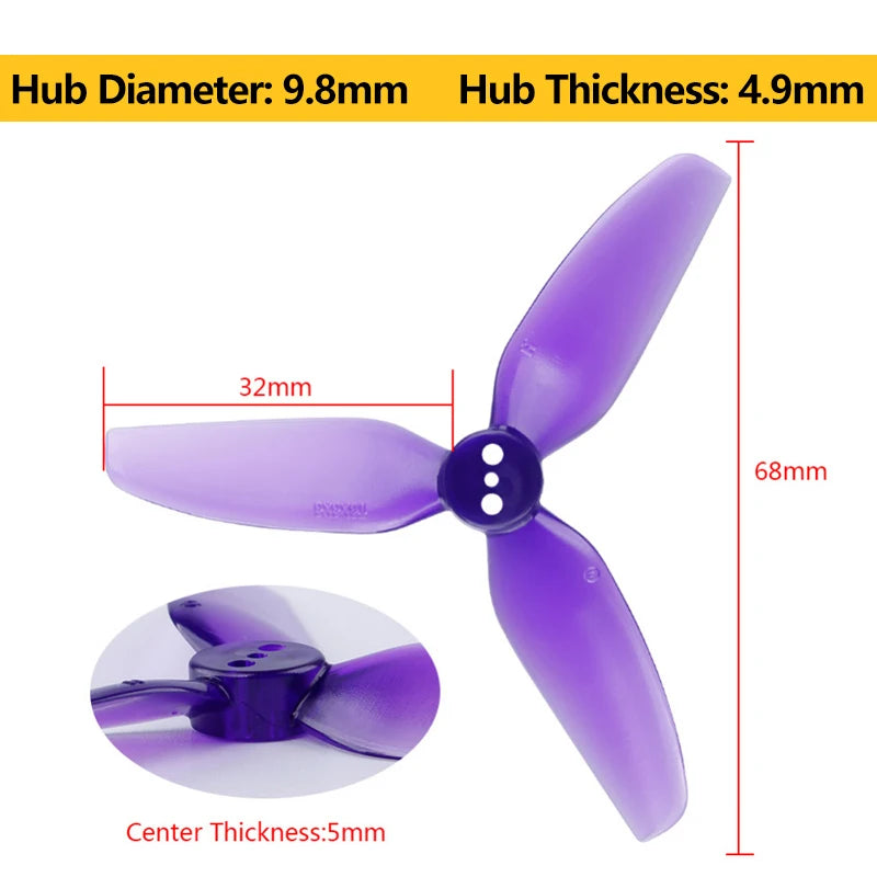 2 Pairs HQProp T3X3X3 3030 3-Blade Propellers – CW & CCW for RC FPV Freestyle 3" Toothpick & Cinewhoop Ducted Drones