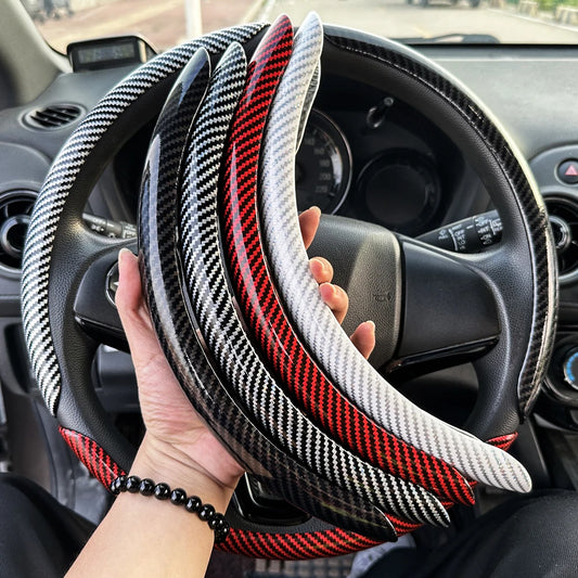 DIY Car Steering Wheel Cover — Microfiber Leather with Glossy Carbon Fiber Look