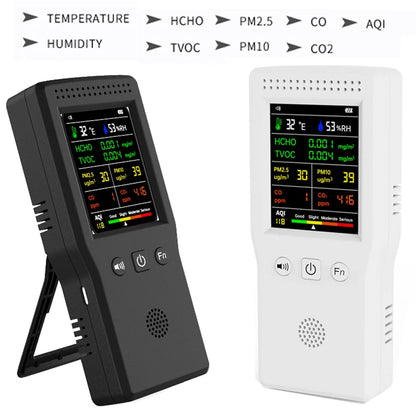9-in-1 Air Quality Detector – Digital LCD Monitor for PM2.5, PM10, HCHO, TVOC, CO, CO2, AQI, Temperature, and Humidity
