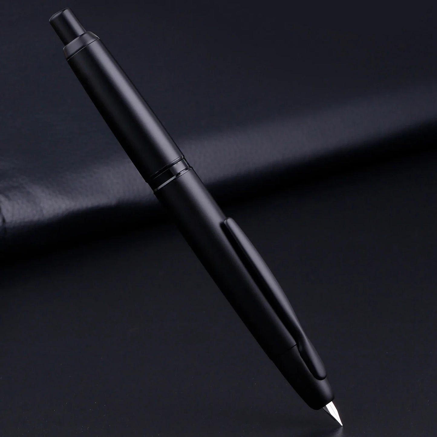 MAJOHN A1 Retractable Fountain Pen – EF 0.4mm Nib, Matte Black Metal Ink Pen with Converter, Ideal for Students and Gifts
