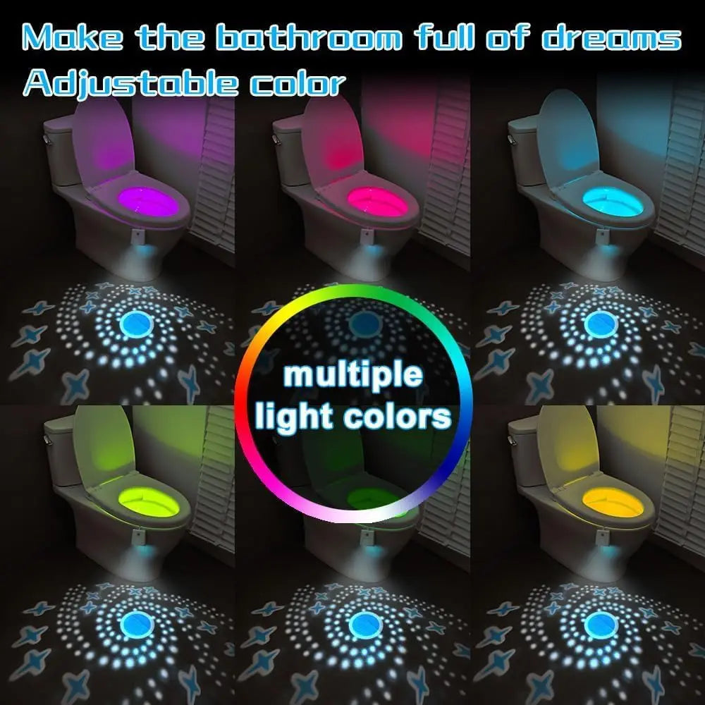 Motion Activated Toilet Night Light - 7-Color Changing LED Bowl Light - Smart Bathroom Decoration and Night Lamp