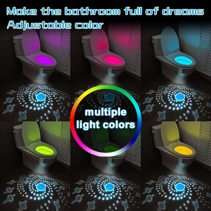 Motion Activated Toilet Night Light - 7-Color Changing LED Bowl Light - Smart Bathroom Decoration and Night Lamp