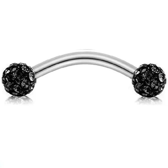 Crystal Curved Barbell Piercing Earrings – Daith, Helix, Tragus & Cartilage Body Jewelry Stud Ring