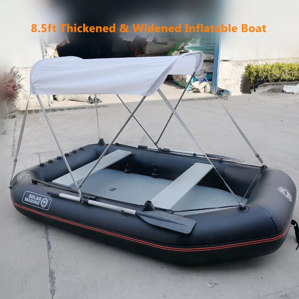 8.5ft Dinghy Boat for Adults – Widened Inflatable Fishing Kayak, Raft, Sport Boat with Paddles, Air Pump & Carry Bag