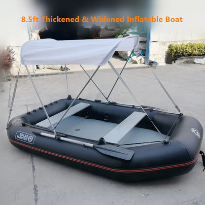 8.5ft Dinghy Boat for Adults – Widened Inflatable Fishing Kayak, Raft, Sport Boat with Paddles, Air Pump & Carry Bag