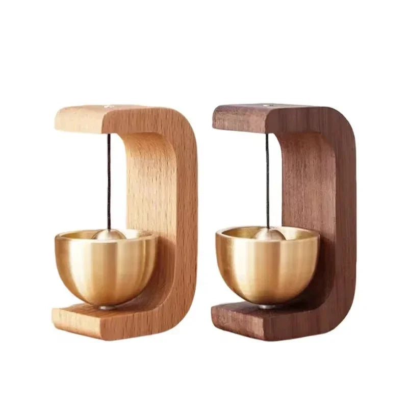 Magnetic Wooden Doorbell - Solid Brass Wind Chimes, Wireless Hanging Doorbell, Japanese Style Garden Pendant & Home Decor