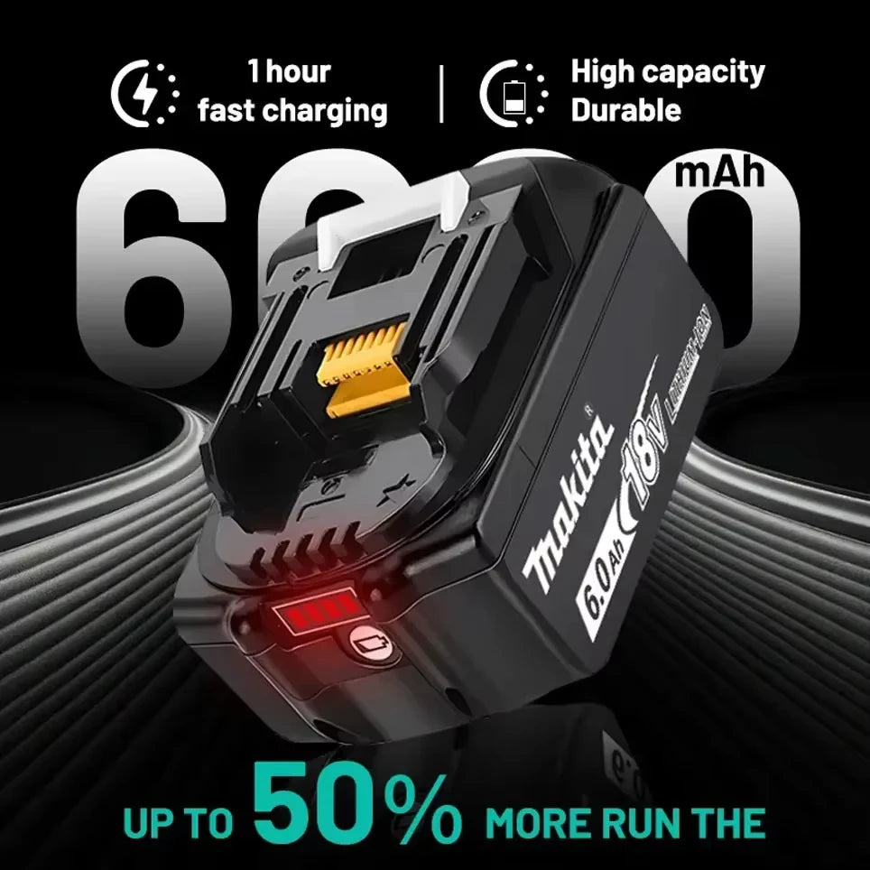 Genuine Makita 18V Battery – 6Ah/5Ah/3Ah Rechargeable for Drill DGA404, DDF487, DTW700, DTD173, HR410D, DJV182, LXT400