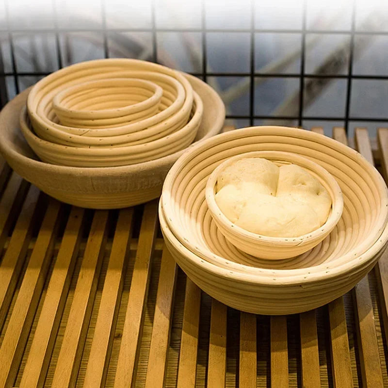 Handmade Natural Rattan Bread Proofing Basket — Wicker Dough Fermentation Banneton for Sourdough Baking