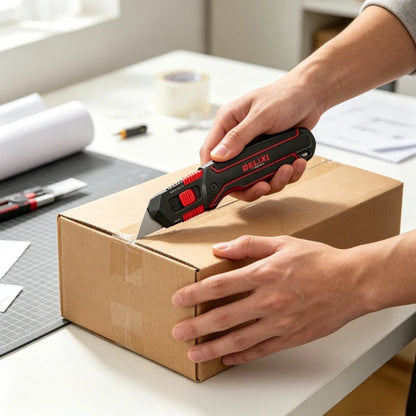 DELIXI 6-in-1 Transforming Utility Knife - Multifunctional Cutter for Cardboard, Paper & Boxes