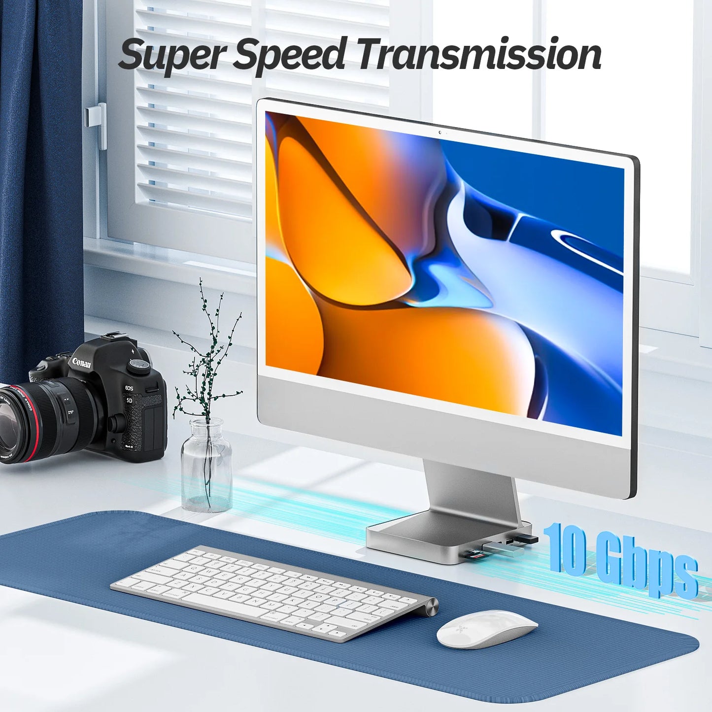 Minisopuru USB-C Hub for iMac 24-Inch 2021/2023/2024 — Supports M.2 NVMe SSD, USB-C/A 10Gbps, SD/TF Card Reader Accessories