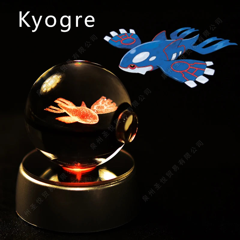 Pokémon Crystal Ball Night Light - 3D Pikachu Gengar Mewtwo Glass Lamp Statue Kids Birthday Gift