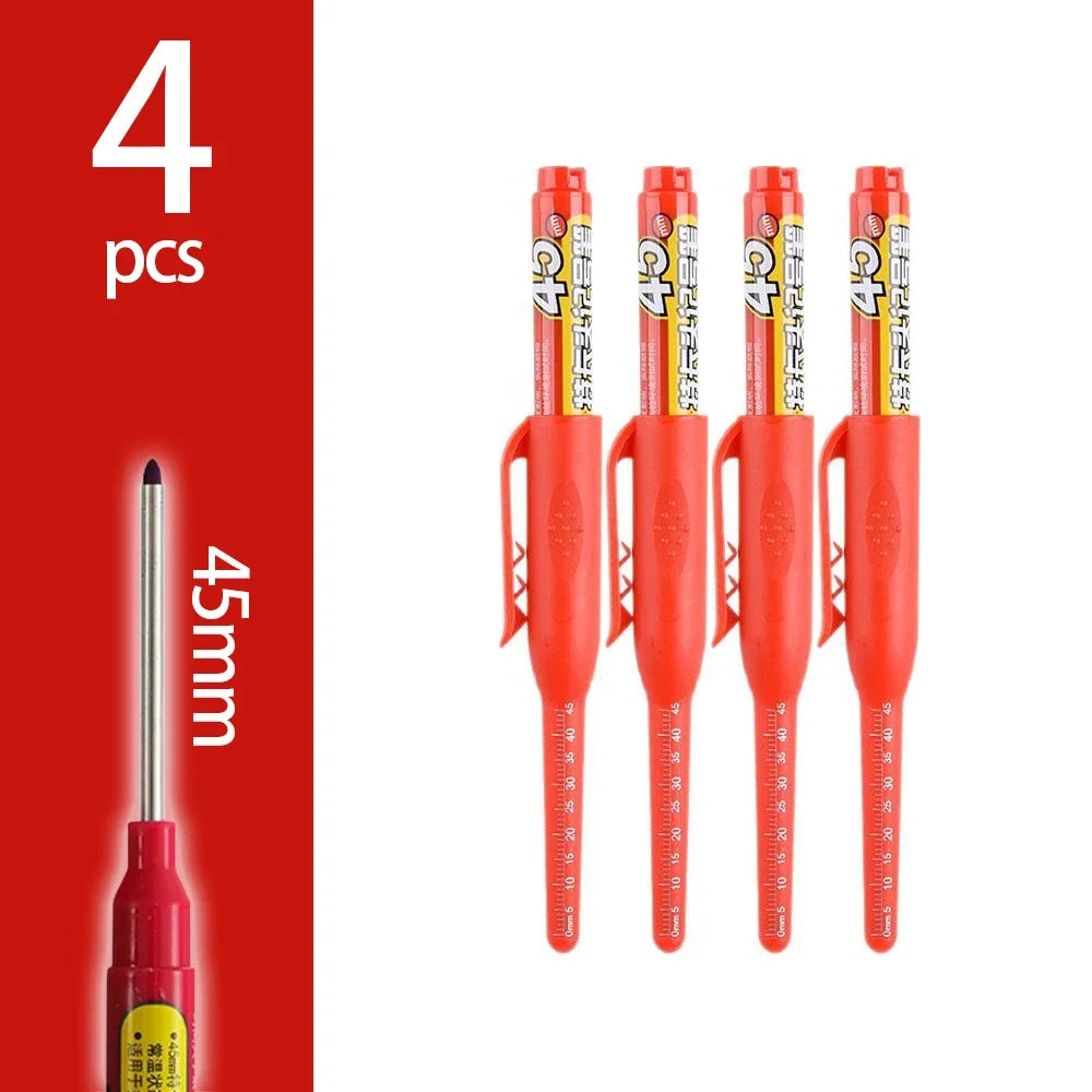 45mm Deep-Hole Carpenter Marker Pen - Long-Nib Woodworking Marking Pen for Measuring & Construction
