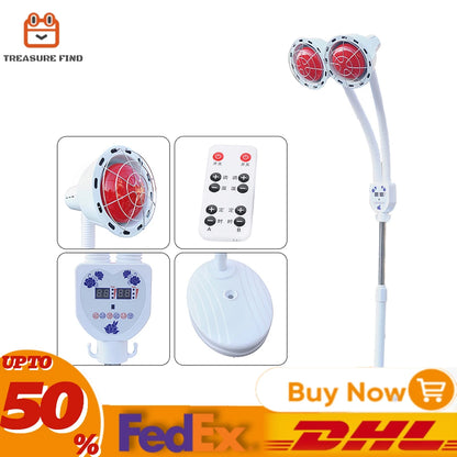 275W Dual-Head Infrared Heat Lamp – Electric Baking Lamp with 360° Adjustable Temperature & Remote Control