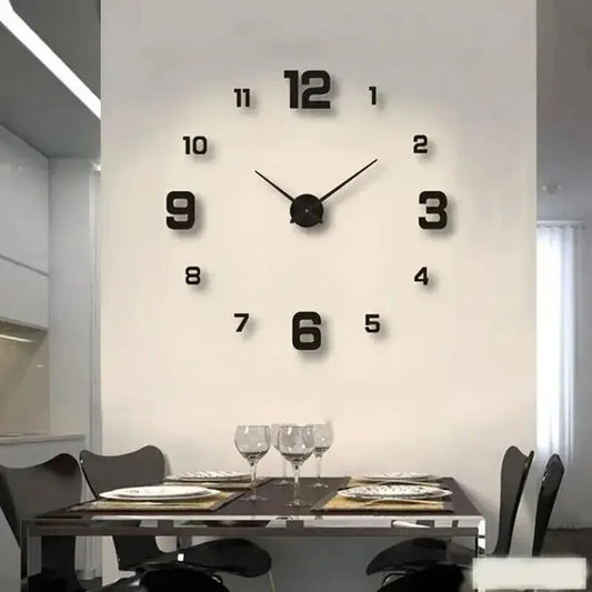 Frameless DIY Wall Clock Decal - Silent, Home Office Living Room Decor