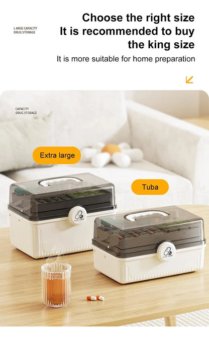 AiQUE Portable Medicine Organizer – Weekly Pill Storage Box with Large Capacity and Cutter for Home Use