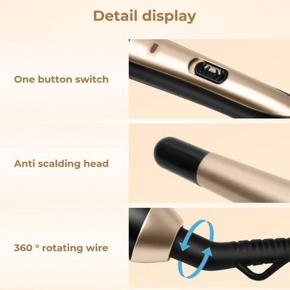 3/4 Inch Hair Curling Wand – Professional Ceramic Tapered Curling Iron for Fast Heating & All Hair Types