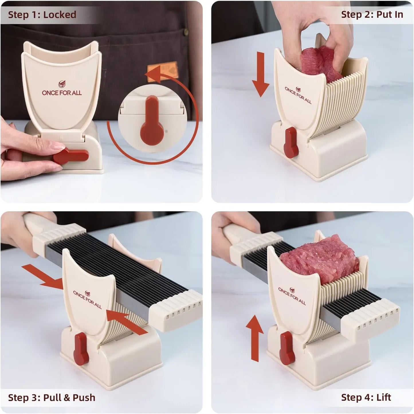 ONCE FOR ALL Meat Slicer Knife Set — Manual Kitchen Cleaver for Slicing & Shredding Fresh Beef