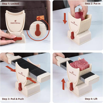 ONCE FOR ALL Meat Slicer Knife Set — Manual Kitchen Cleaver for Slicing & Shredding Fresh Beef