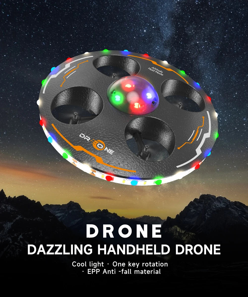 RC UFO Drone for Kids – 4-Axis Flying Saucer with Lights, 3 Batteries, Induction Control & Anti-Fall Foam Design