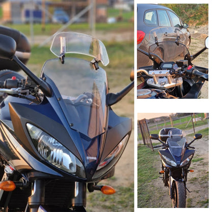 Universal Motorcycle Windshield Extension – Adjustable Clamp-On Wind Deflector Spoiler for BMW, Kawasaki, Yamaha, Honda & Suzuki Bikes