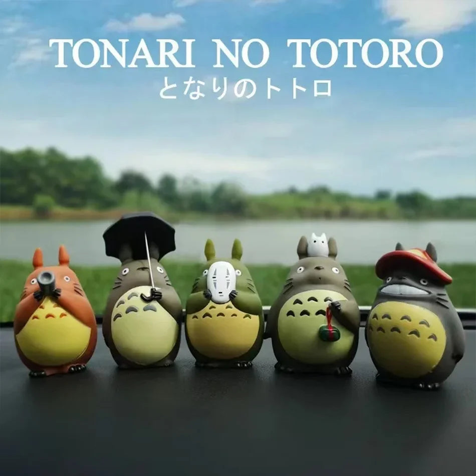 Totoro Mini Statue Set – 5pcs Cute Kawaii Figures for Room Decoration
