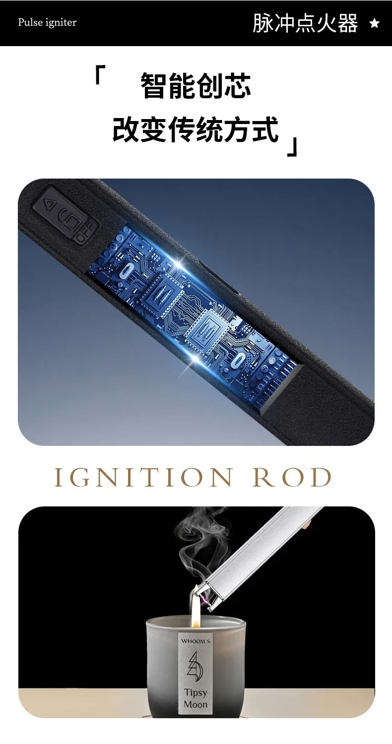 Windproof Pulse Arc USB Lighter — Electronic Electric Igniter with Safety Lock & Battery Display for BBQ & Kitchen