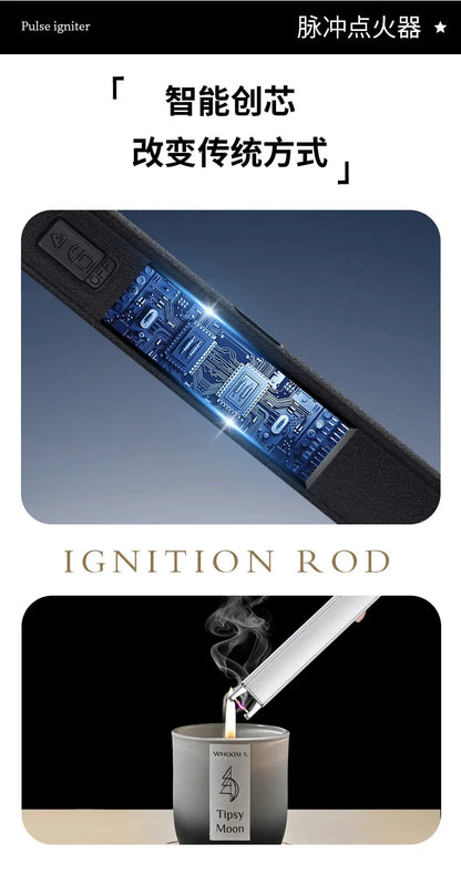 Windproof Pulse Arc USB Lighter — Electronic Electric Igniter with Safety Lock & Battery Display for BBQ & Kitchen