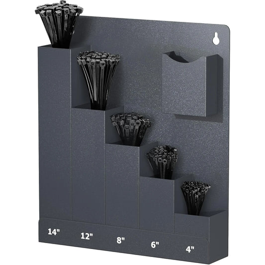 Wall Mount Cable Tie Holder - Zip Tie Storage Rack Organizer for Garage, Workshop & Home