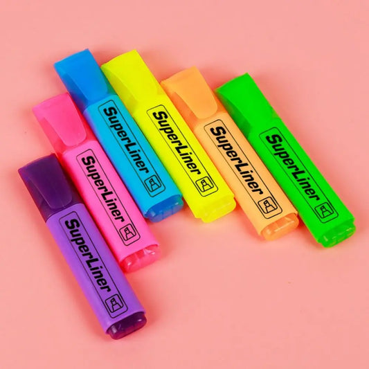 4/6 Colors Highlighter Art Markers – Oblique Fluorescent Pens for Drawing, School & Office Supplies, Flat Tip Design