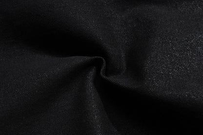 Men’s Streetwear Black Wax Leather Stretch Jeans — Baggy Y2K Flare Oversized Straight Denim Trousers