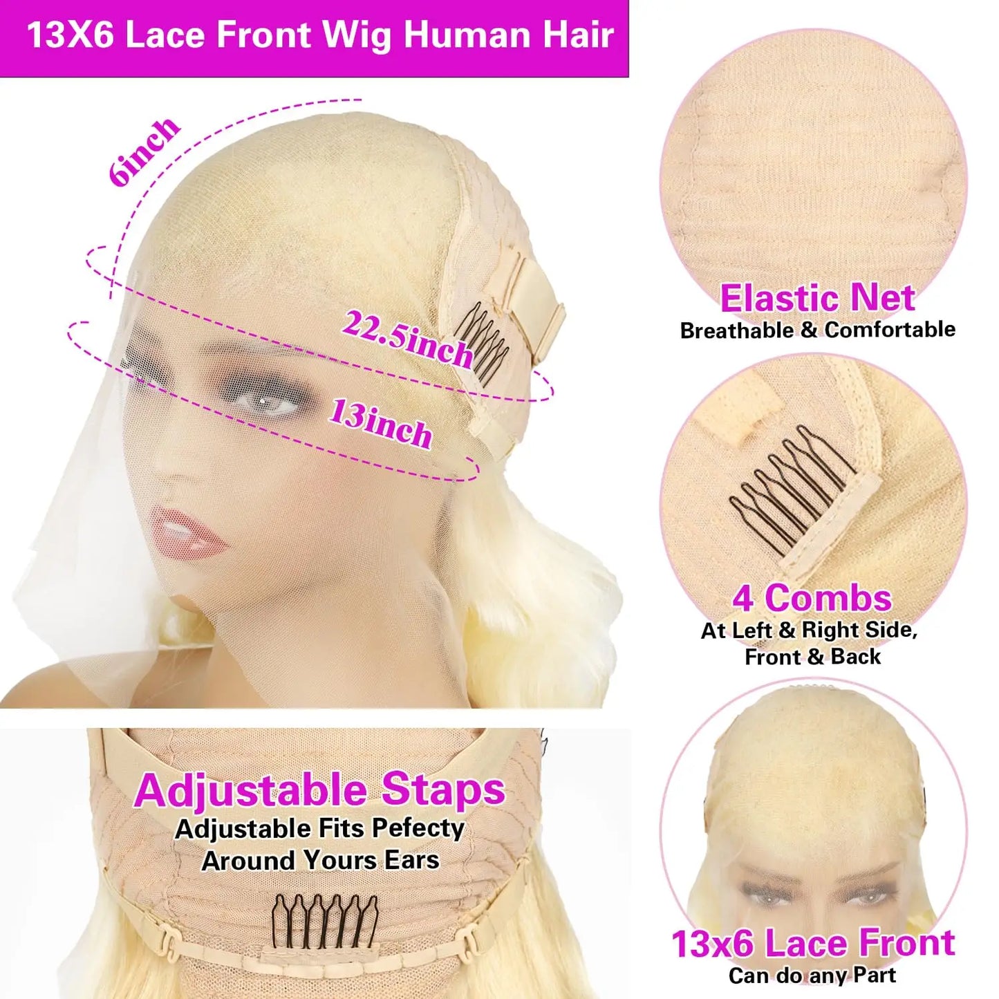 38 Inch 613 Blonde Body Wave HD Lace Front Wig – 13x6 Lace Frontal Human Hair Wig for Women