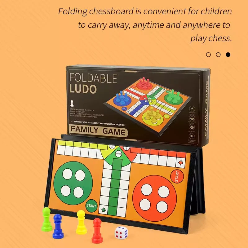 Foldable Ludo Board Game Set – Family Strategy Party Game with Parent-Child Interaction, Travel-Friendly Interactive Tabletop Board Game Toy
