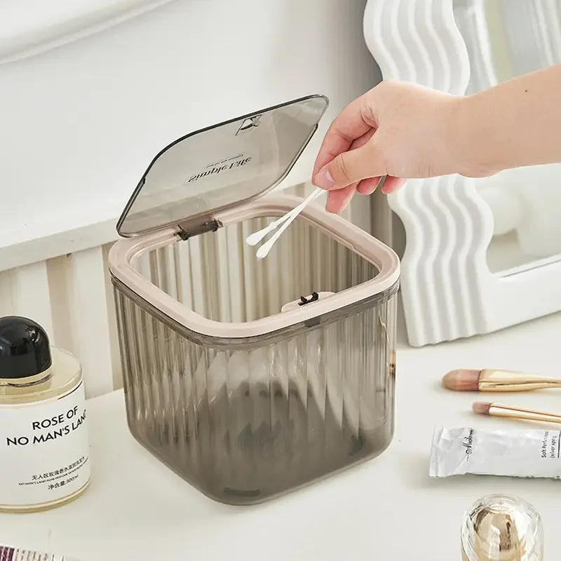 Transparent Mini Desktop Storage Box — Waterproof Pop-Up Cover Organizer for Laundry Detergent, Beads, Powder, Kitchen and Dining Table