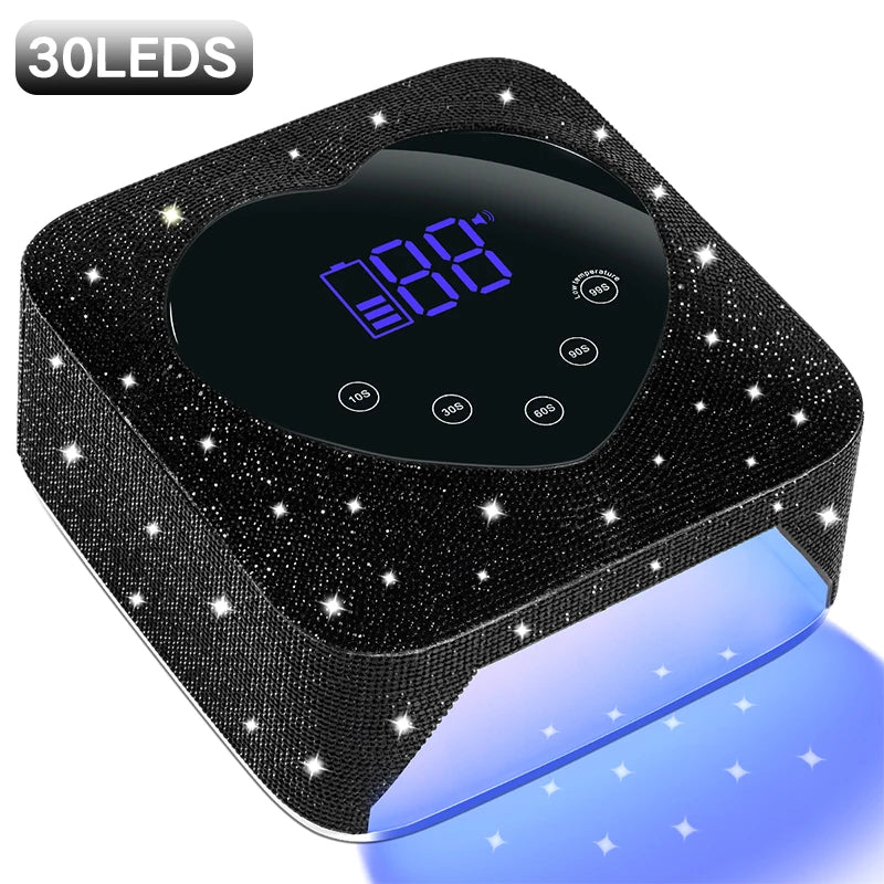 Rechargeable UV LED Nail Lamp – 30 LEDs Cordless Professional Gel Curing Light with Touch Screen, Salon Tools