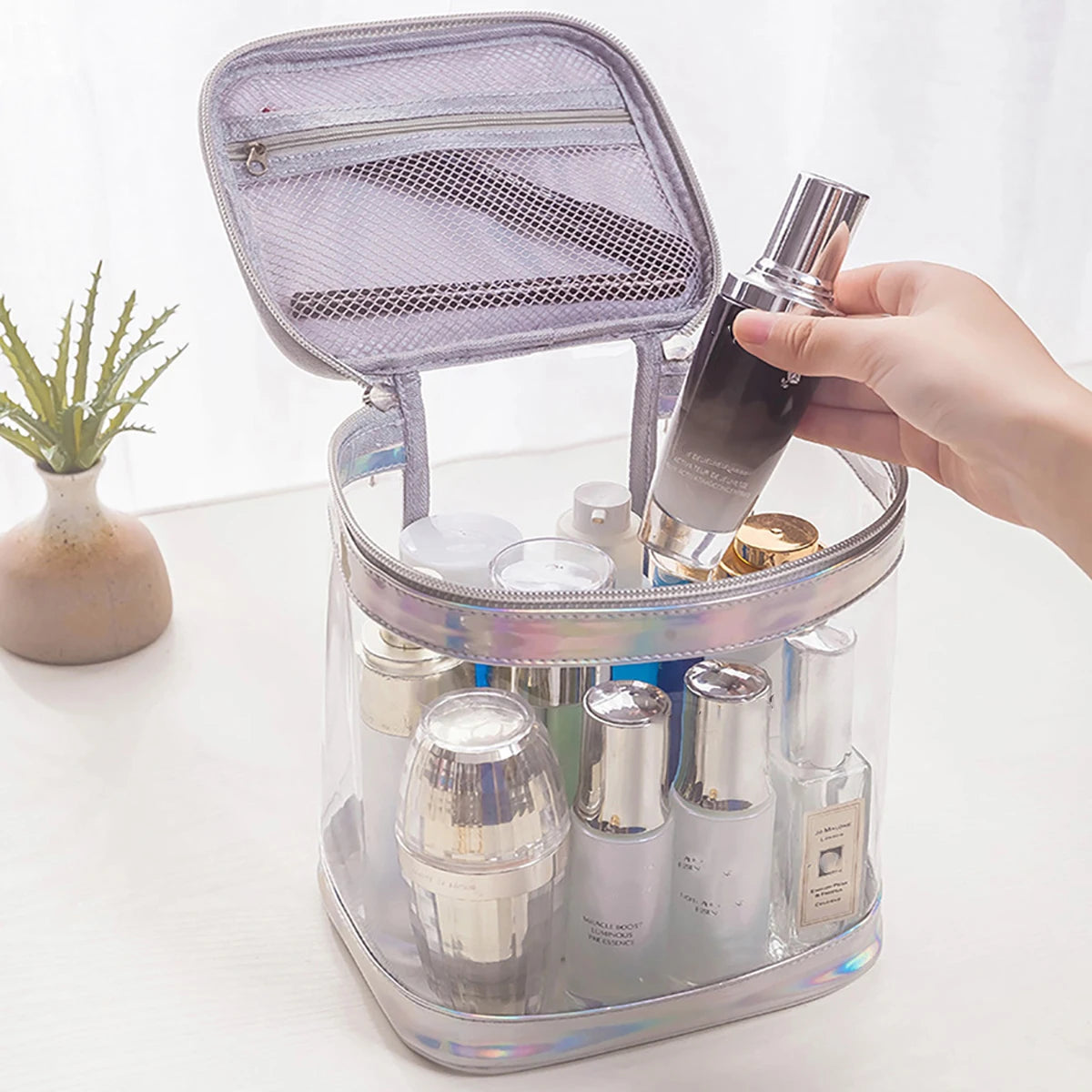 Clear PVC Makeup Bag – Portable Waterproof Travel Cosmetic Pouch
