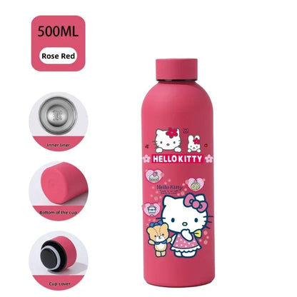 Sanrio Hello Kitty Insulated Sport Bottle — Double-Layer Stainless Steel Vacuum Cup, Small Mouth Coffee Bottle, Angel Color Frosted Finish