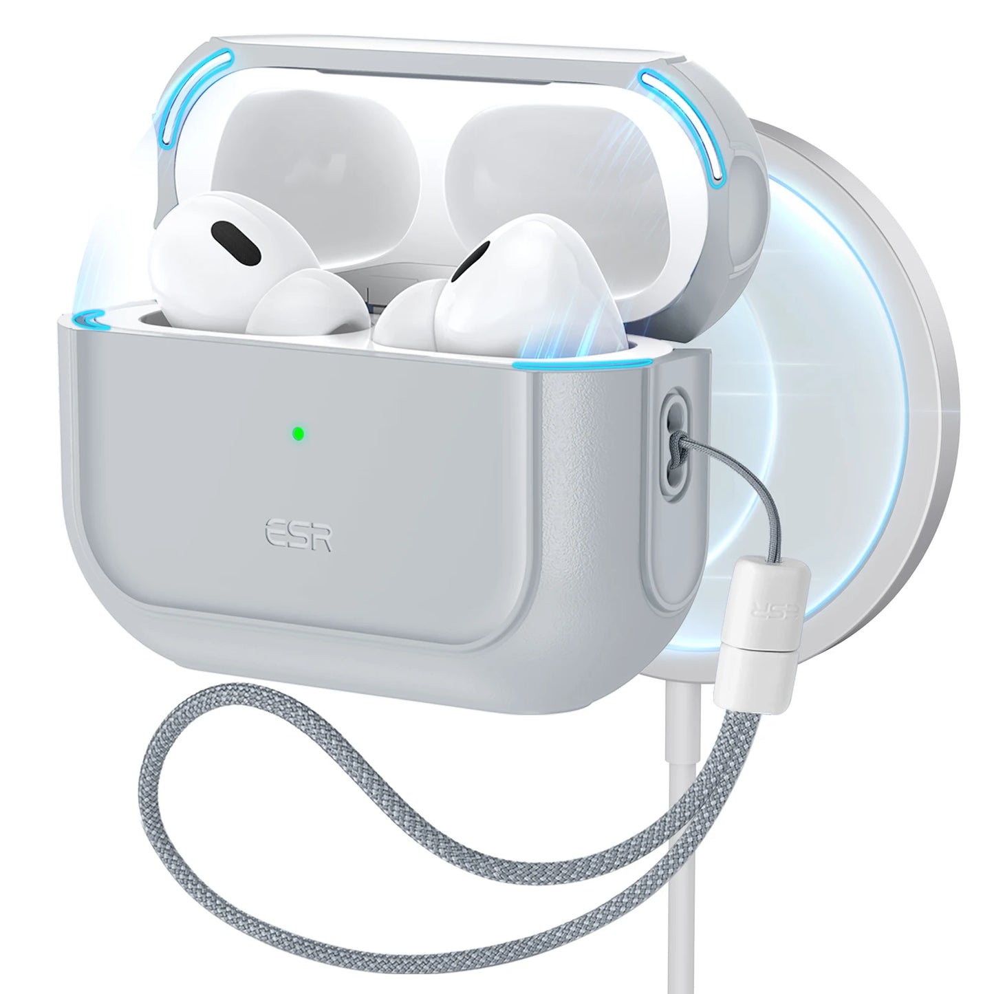 ESR AirPods Pro 2 Case with Lanyard – MagSafe Compatible Cover for AirPods Pro (2023/2022/2019) with USB-C/Lightning Cable