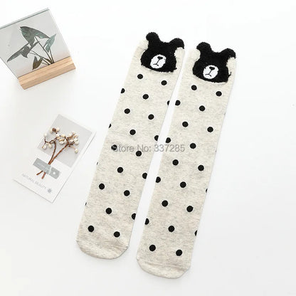 Cute Cartoon Animal Knee-High Socks for Babies & Kids – Warm Cotton Ankle & Over-Knee Socks for Girls