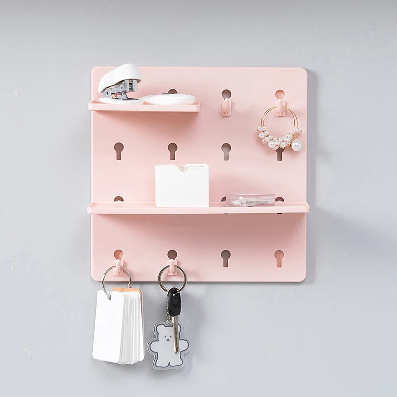 Wall-Mounted Perforation-Free Plastic Shelf – Bathroom & Dormitory Wall Hanging Organizer for Student Bedroom & Headboard