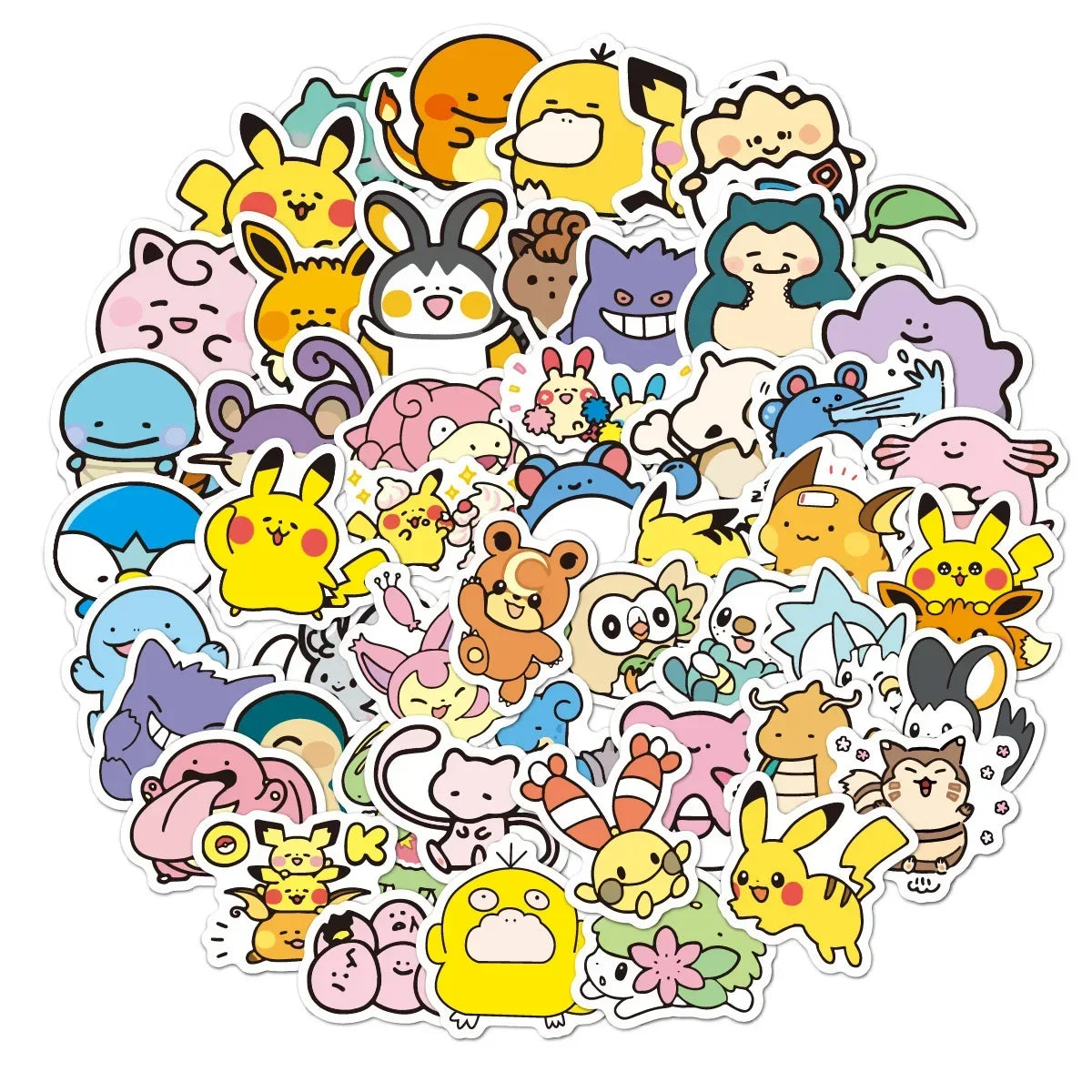 Pokemon Anime Cartoon Stickers 50–100PCS - Cute Waterproof-Style Decals for Laptops, Motorcycles, Stationery and DIY Crafts
