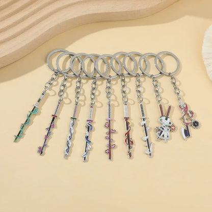 Anime Demon Slayer Sword Keychain – Mini Japanese Katana Enamel Pendant Souvenir Key Ring Bag Charm Exquisite Gift Decor