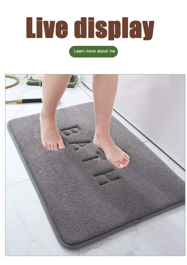 Anti-Slip Faux Cashmere Memory Foam Carpet – Super Absorbent Coral Fleece Floor Mat for Kitchen, Living Room & Bathroom