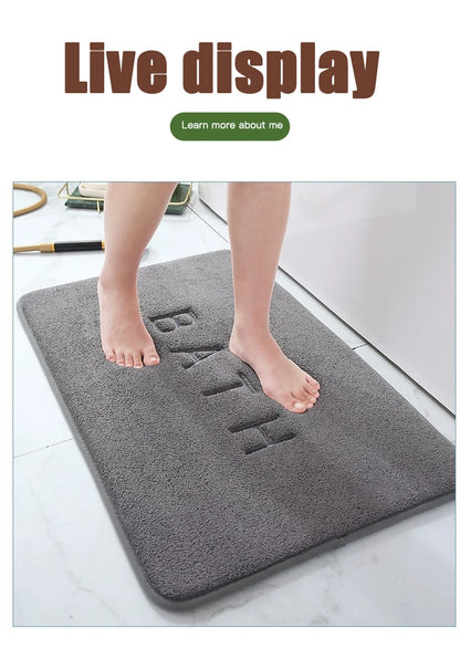 Anti-Slip Faux Cashmere Memory Foam Carpet – Super Absorbent Coral Fleece Floor Mat for Kitchen, Living Room & Bathroom